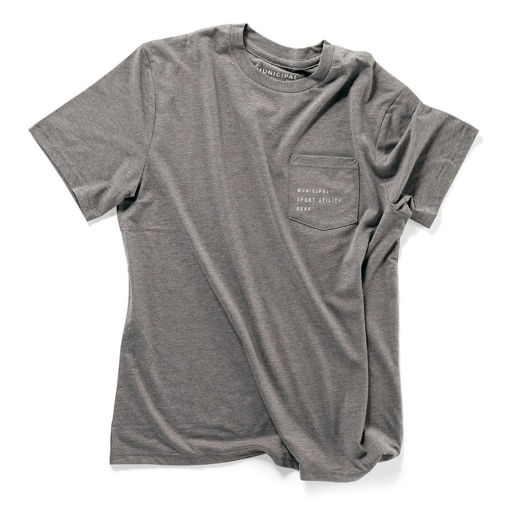 Municipal Superblend Pocket Tee in Charcoal size Large